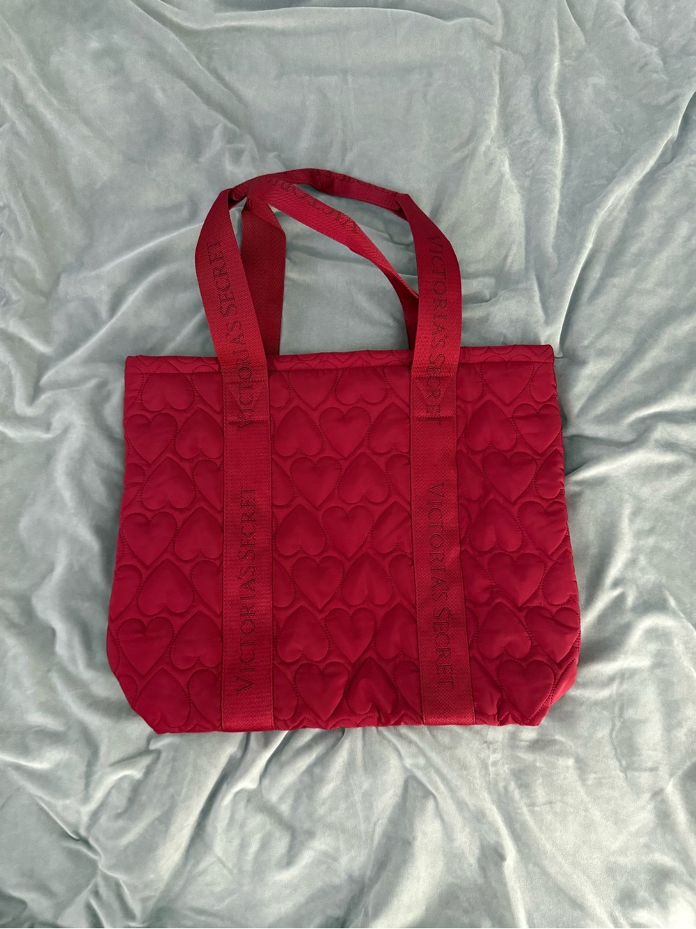 Victoria's Secret Quilted Heart Red Tote Bag